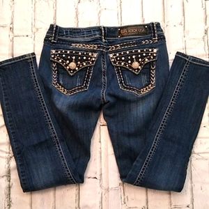 L.A. Idol Skinny Jeans, size 7 embellished with crystals from and back.